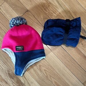 EUC L.L. Bean Winter Hat & Mittens Sz 2-4T